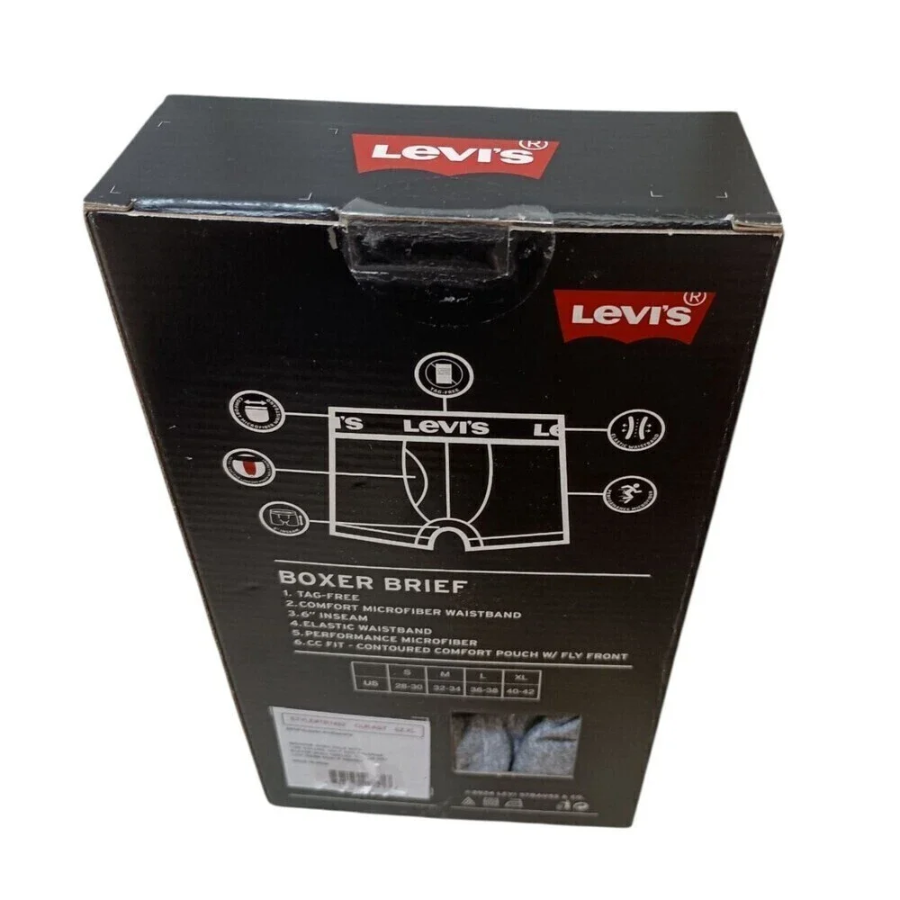 Levis Mens Boxer Briefs XL Microfiber 4 Pack Multicolor Tagless Fly Front New